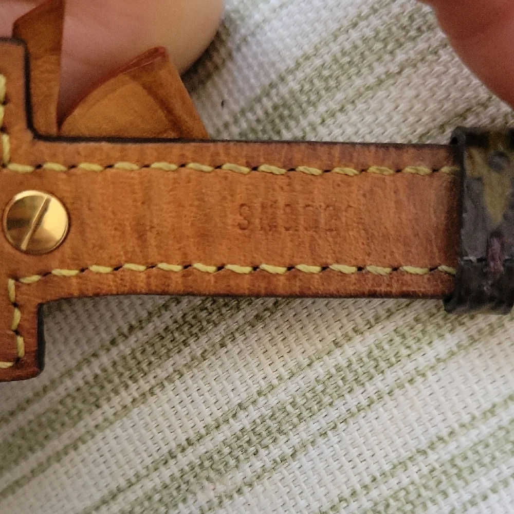 Louis Vuitton Brown Monogram Leather Bracelet with Tan Bow and Gold Hardware - Picture 8 of 9